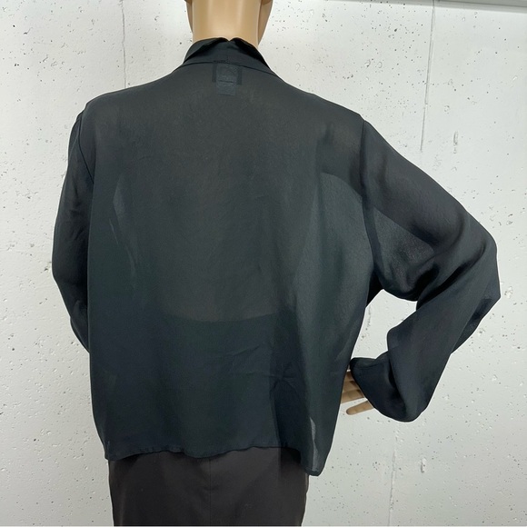 Jila Women’s size Medium Black Sheer Kimono Tie Front Jacket - Picture 5 of 13